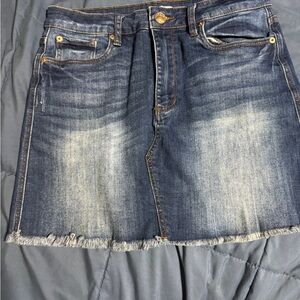 Denim Mini Skirt with Raw Hem - Faded Blue size 28